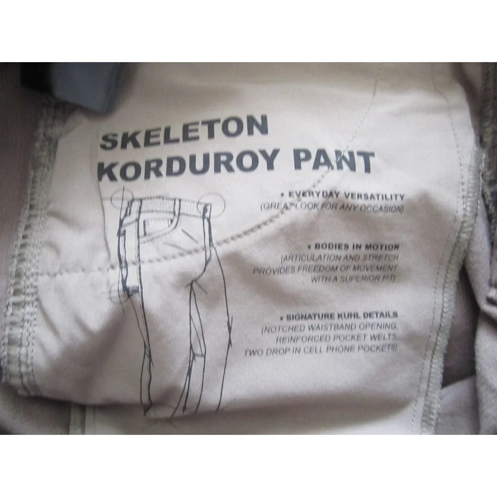KUHL Skeleton Korduroy Pants Men Brown Stretch Comfort Hiking Sz 34x31 (MP689)
